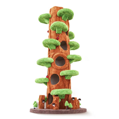 91" Solid Wood Large Cat Tree Tower Condo