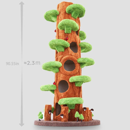 91" Solid Wood Large Cat Tree Tower Condo