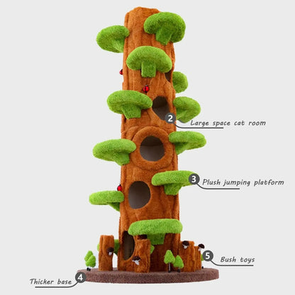 91" Solid Wood Large Cat Tree Tower Condo