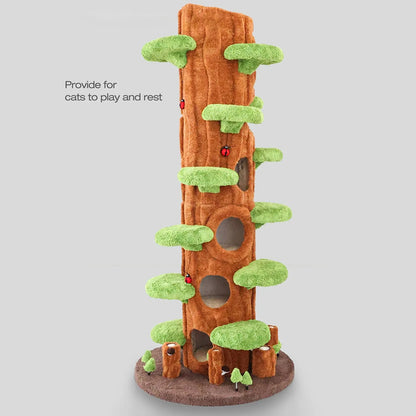 91" Solid Wood Large Cat Tree Tower Condo